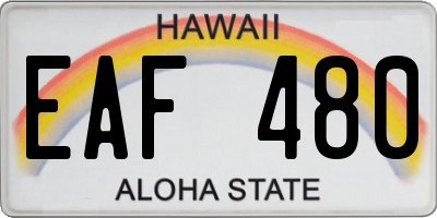 HI license plate EAF480