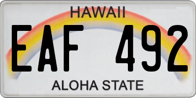 HI license plate EAF492