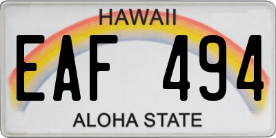 HI license plate EAF494