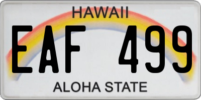 HI license plate EAF499