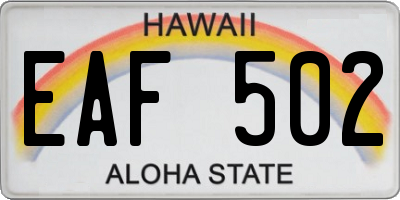 HI license plate EAF502