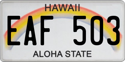 HI license plate EAF503