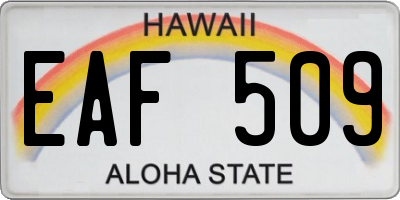 HI license plate EAF509
