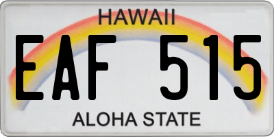 HI license plate EAF515