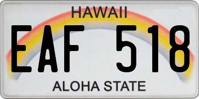 HI license plate EAF518