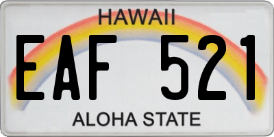 HI license plate EAF521