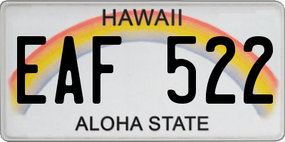 HI license plate EAF522