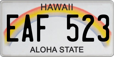 HI license plate EAF523