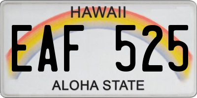 HI license plate EAF525