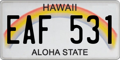 HI license plate EAF531