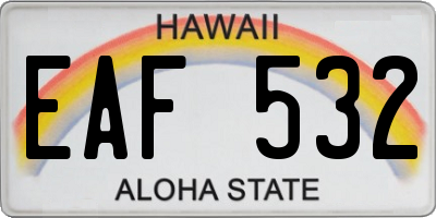 HI license plate EAF532