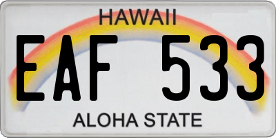 HI license plate EAF533