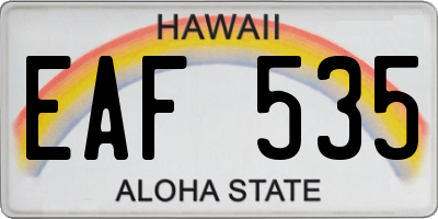 HI license plate EAF535