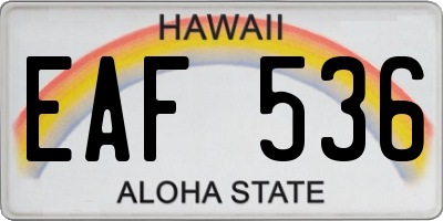 HI license plate EAF536