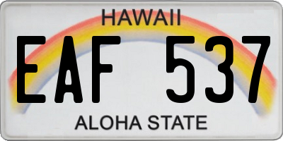 HI license plate EAF537