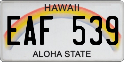 HI license plate EAF539