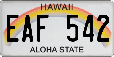 HI license plate EAF542