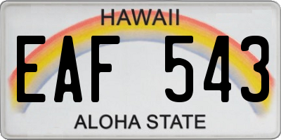 HI license plate EAF543