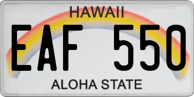 HI license plate EAF550