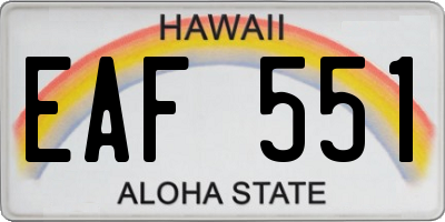 HI license plate EAF551