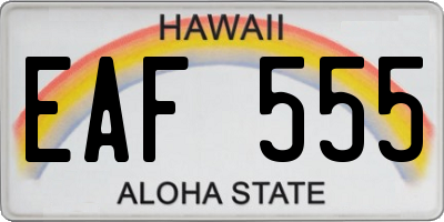 HI license plate EAF555