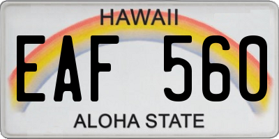 HI license plate EAF560