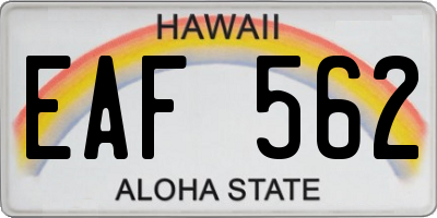 HI license plate EAF562