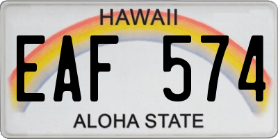 HI license plate EAF574