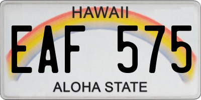 HI license plate EAF575