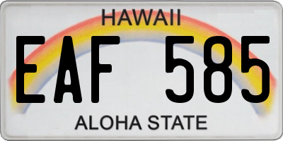 HI license plate EAF585