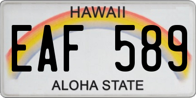 HI license plate EAF589