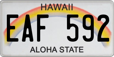 HI license plate EAF592
