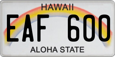 HI license plate EAF600