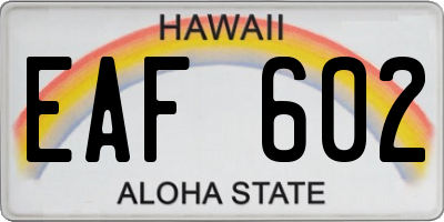 HI license plate EAF602