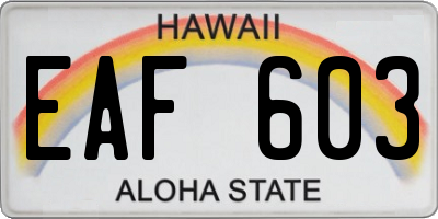 HI license plate EAF603