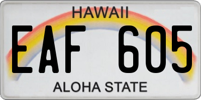 HI license plate EAF605