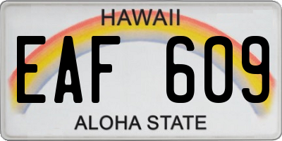 HI license plate EAF609