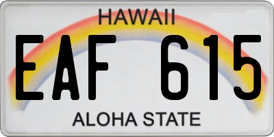 HI license plate EAF615