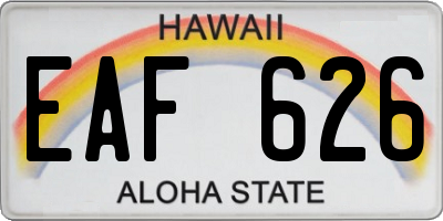 HI license plate EAF626