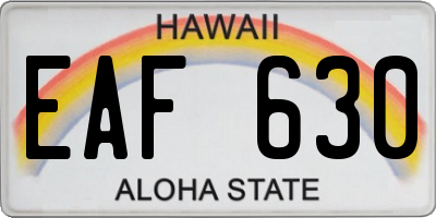 HI license plate EAF630