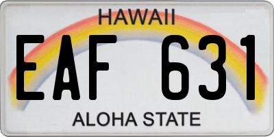 HI license plate EAF631