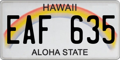 HI license plate EAF635