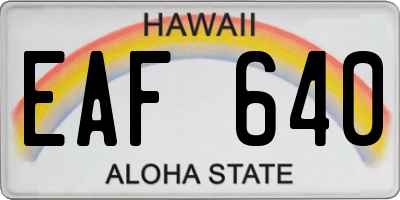 HI license plate EAF640