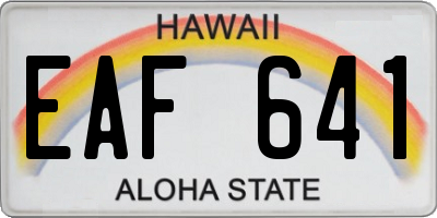 HI license plate EAF641