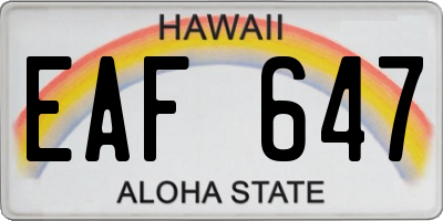 HI license plate EAF647