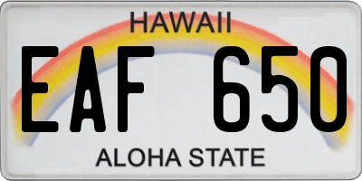 HI license plate EAF650