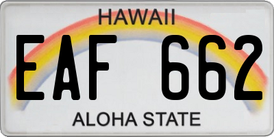 HI license plate EAF662