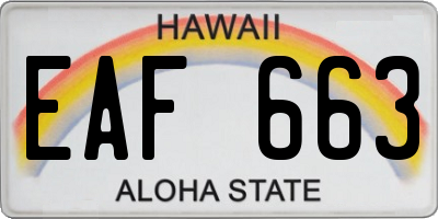 HI license plate EAF663