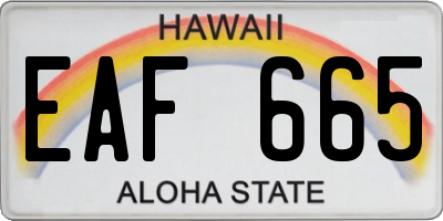 HI license plate EAF665