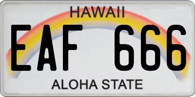 HI license plate EAF666